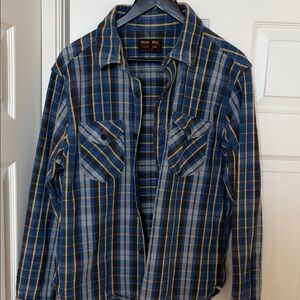 UES Men's Blue Plaid Casual Button Down Shirt size 4 or large